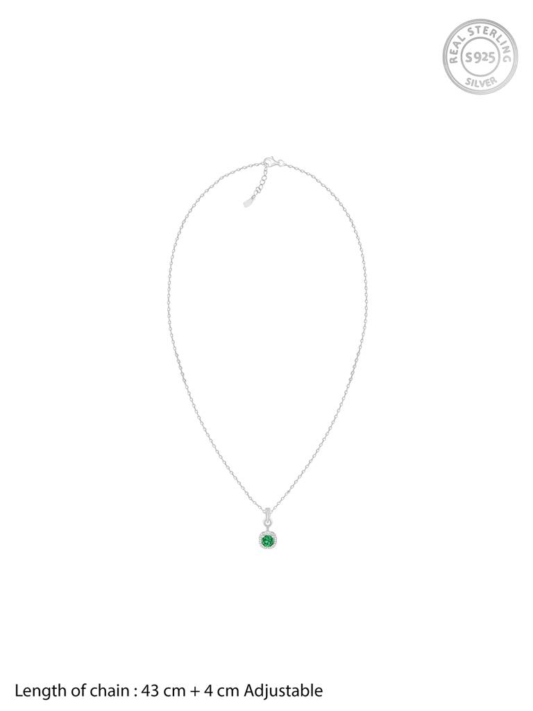 Giva 925 Sterling Silver Green Galaxy Pendant With Link Chain