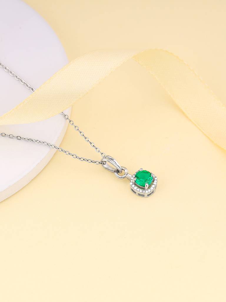 Giva 925 Sterling Silver Green Galaxy Pendant With Link Chain