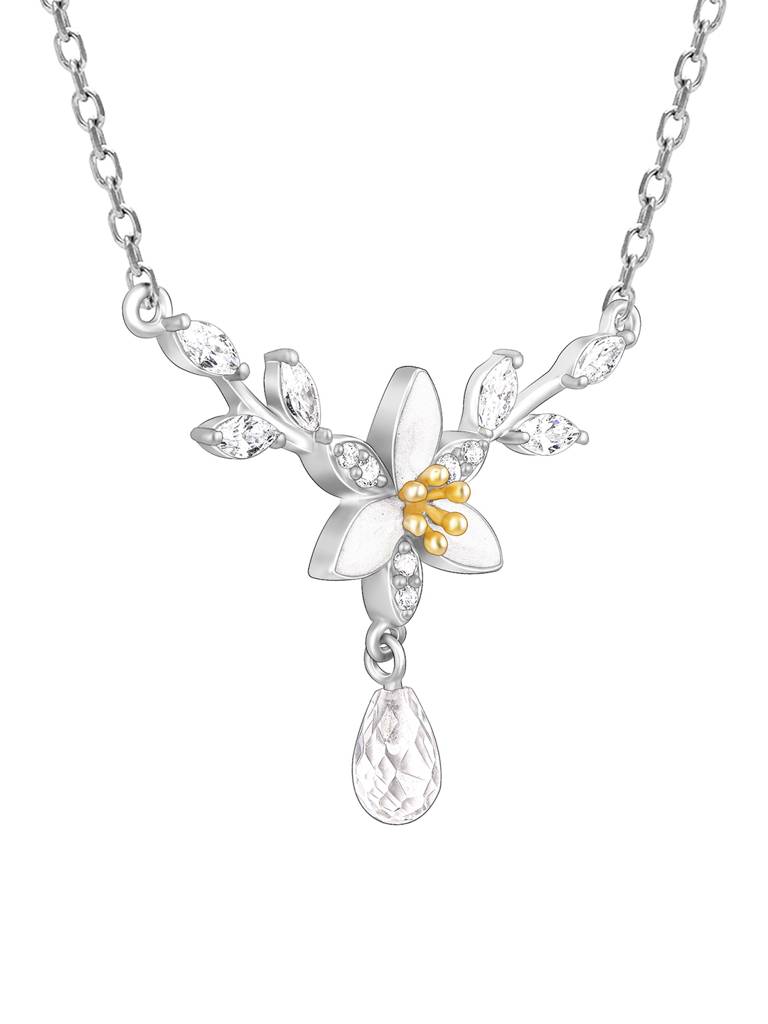 Giva 925 Sterling Silver Bhumi Silver One In A Trillium Necklace
