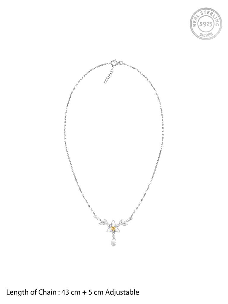 Giva 925 Sterling Silver Bhumi Silver One In A Trillium Necklace