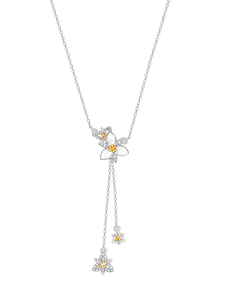 Giva 925 Sterling Silver Bhumi Silver Trillium Lariat Pendant