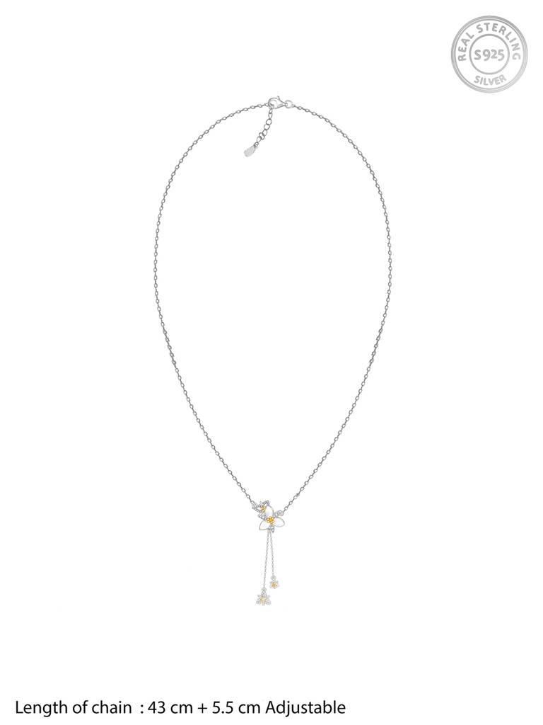 Giva 925 Sterling Silver Bhumi Silver Trillium Lariat Pendant