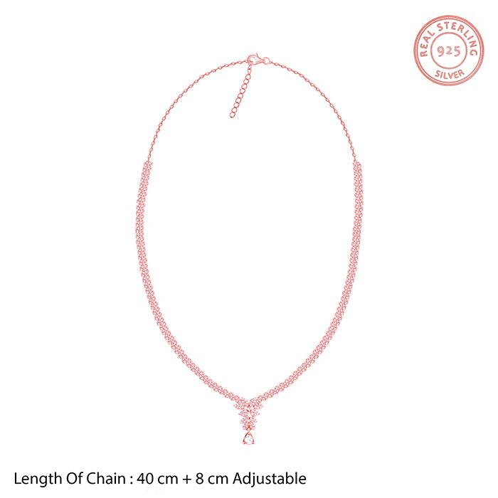 Giva 925 Silver Rose Gold Bridal Floral Necklace : PD02140