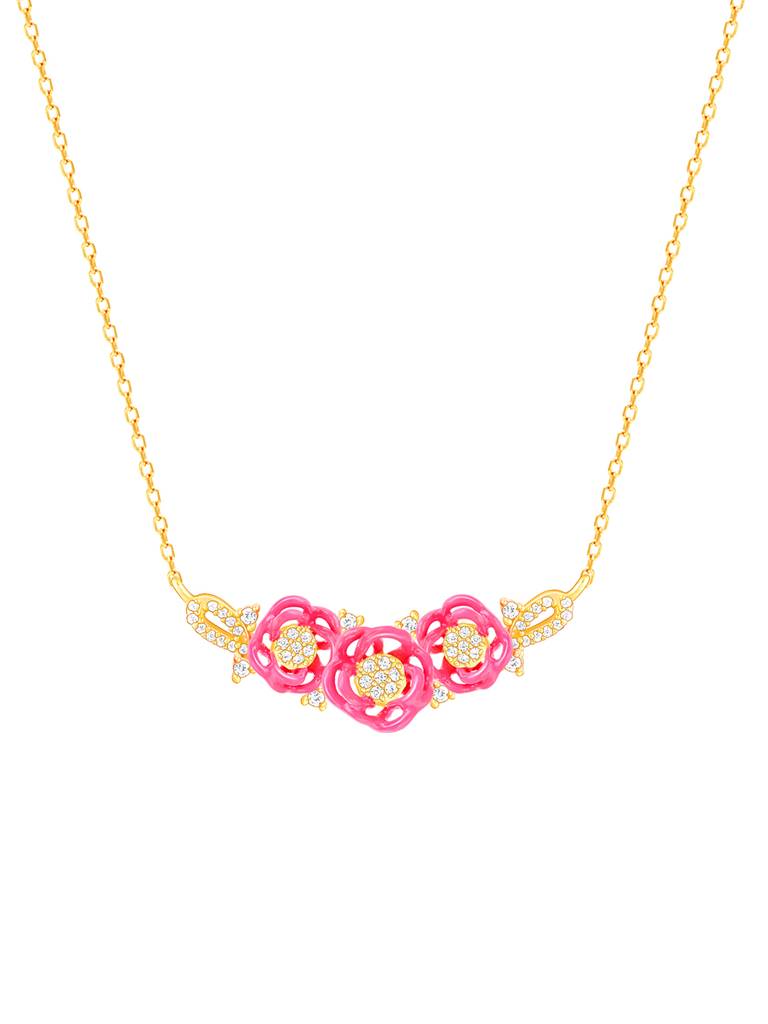 Giva 925 Sterling Silver Bhumi Golden Hot Pink Brahma Kamal Necklace