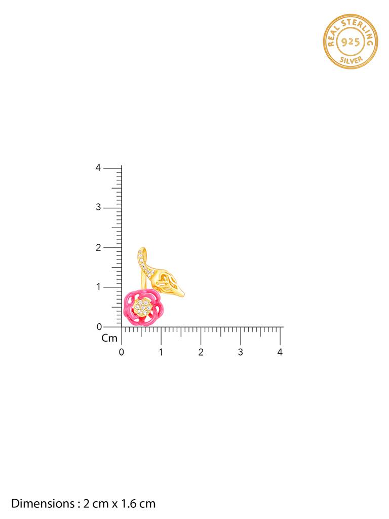 Giva 925 Sterling Silver Bhumi Golden Hot Pink Brahma Kamal Bud Pendant With Link Chain