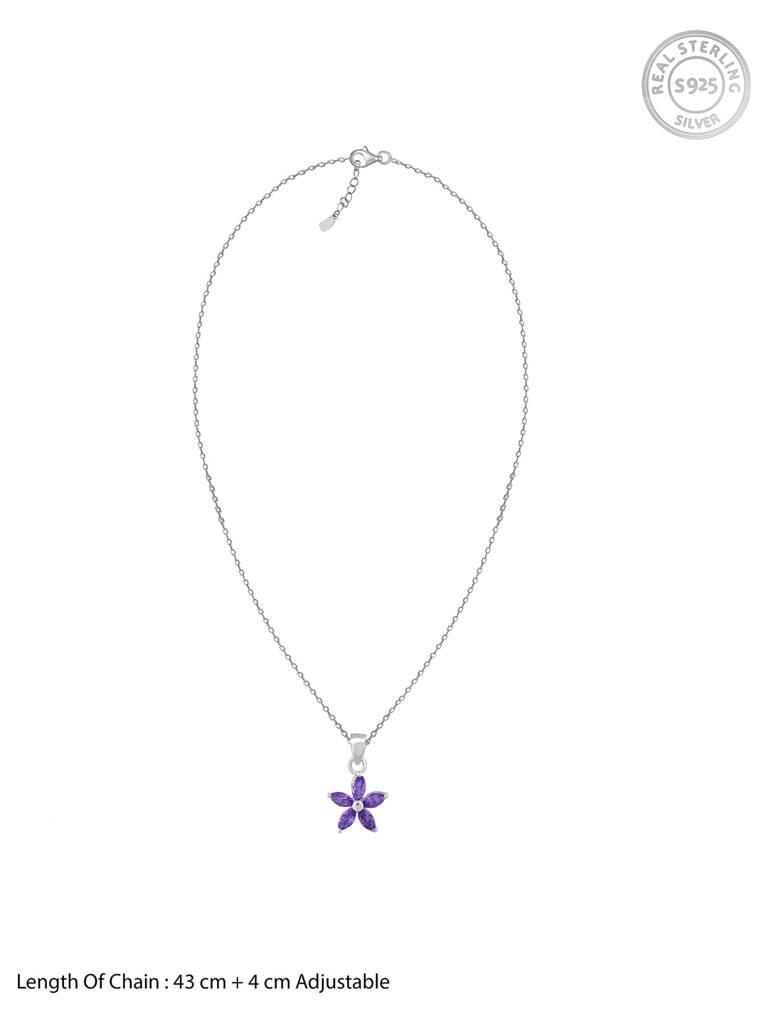 Giva 925 Sterling Silver Healing Flower Pendant With Link Chain