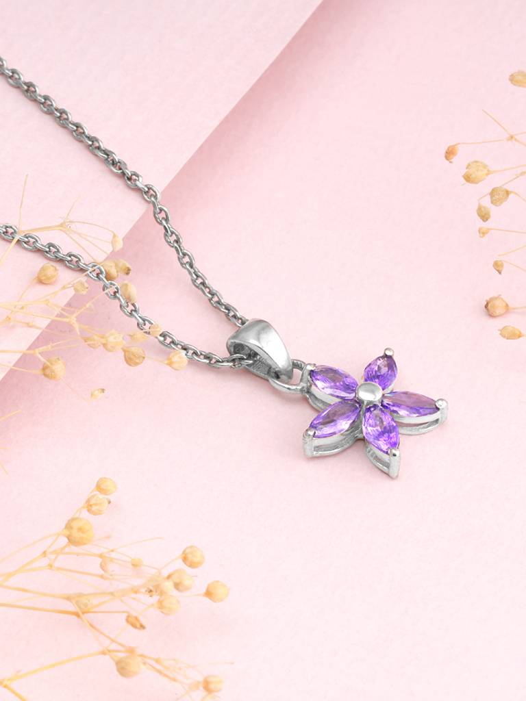 Giva 925 Sterling Silver Healing Flower Pendant With Link Chain