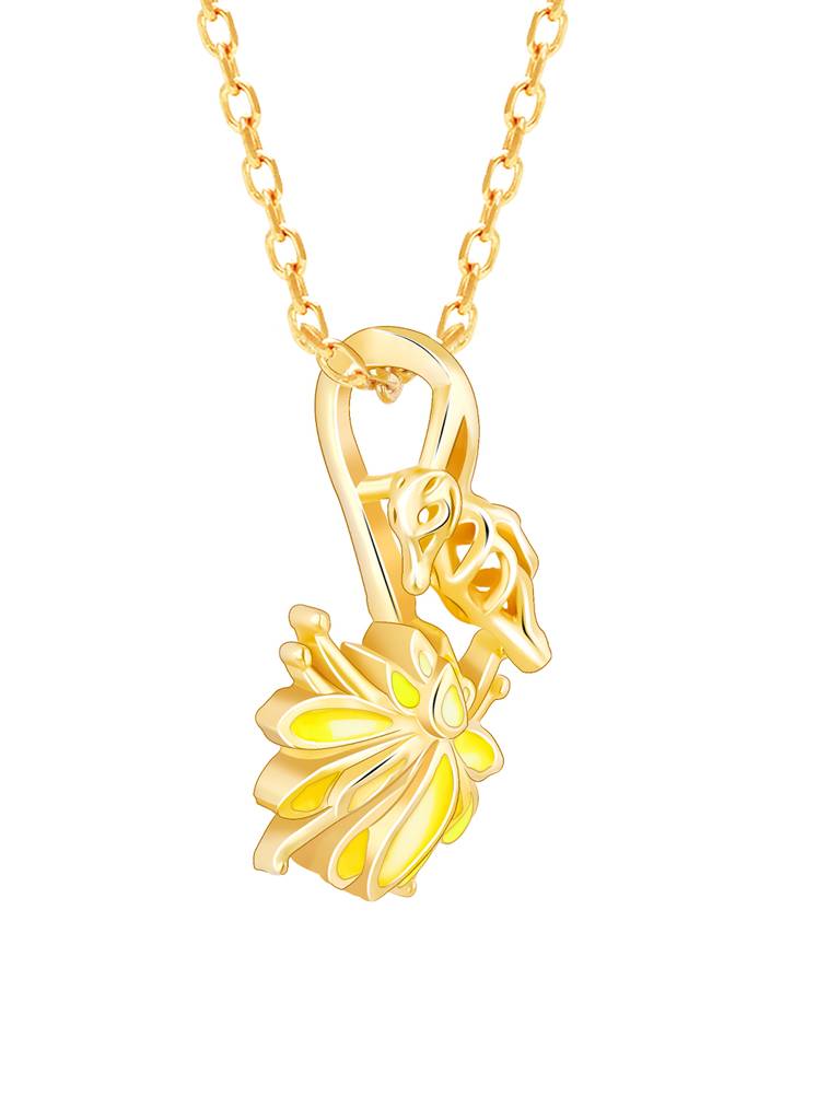 Giva 925 Sterling Silver Bhumi Golden Brilliant Brahma Kamal Pendant With Link