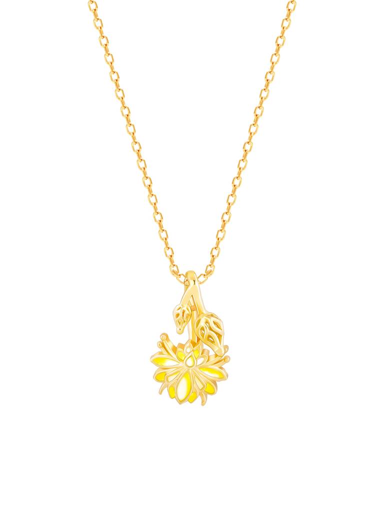 Giva 925 Sterling Silver Bhumi Golden Brilliant Brahma Kamal Pendant With Link