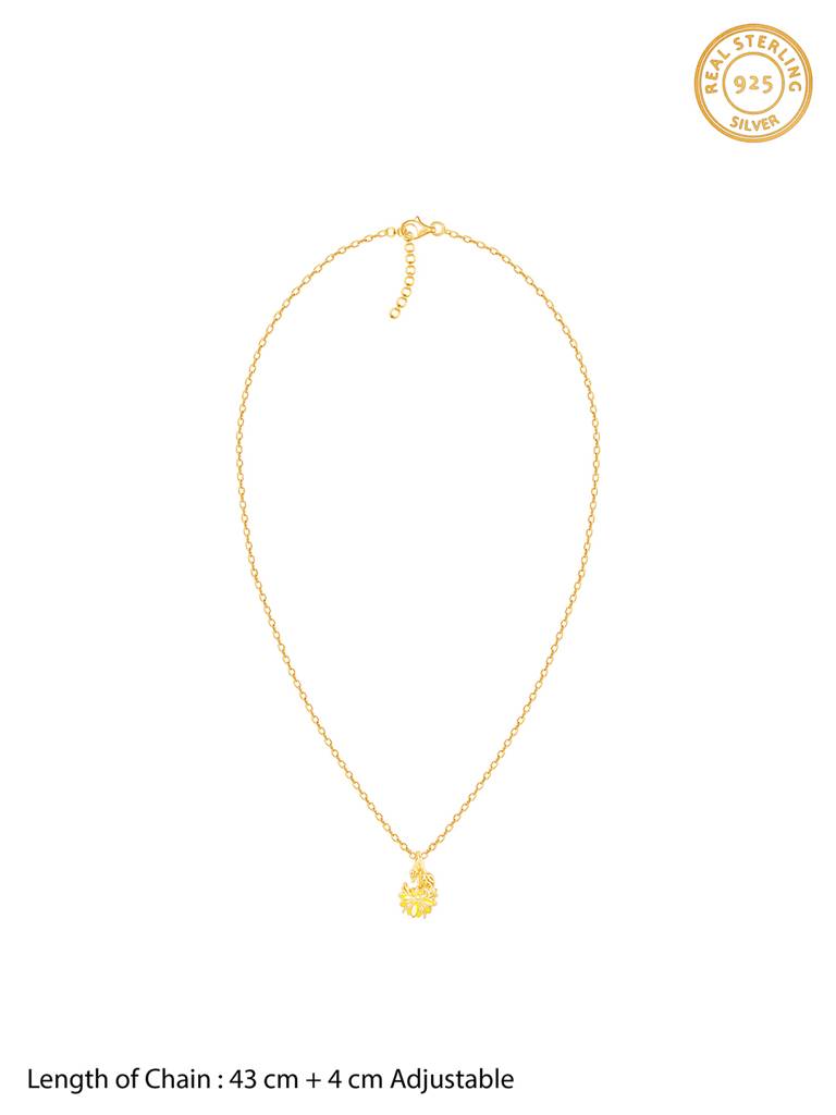 Giva 925 Sterling Silver Bhumi Golden Brilliant Brahma Kamal Pendant With Link