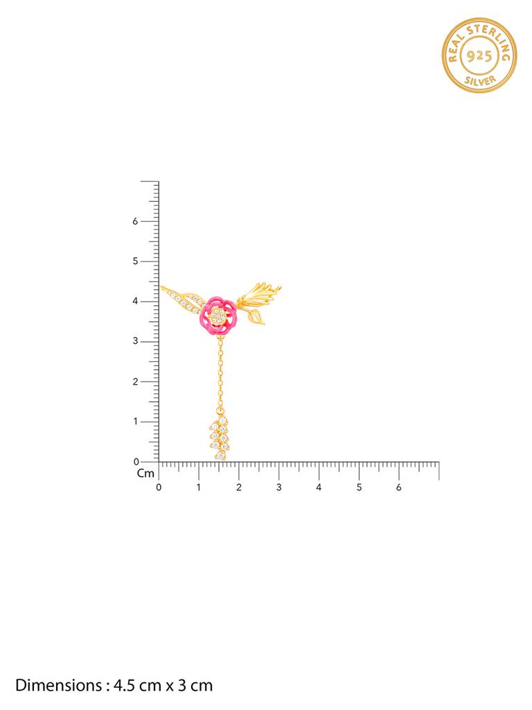 Giva 925 Sterling Silver Bhumi Golden Hot Pink Brahma Kamal Lariat Necklace