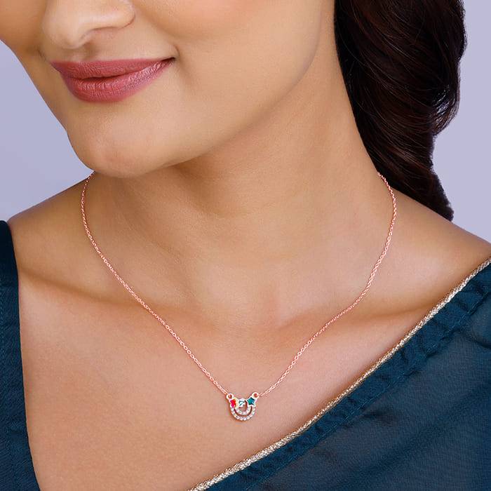 Giva 925 Silver Rose Gold Rainbow Necklace : PD02161