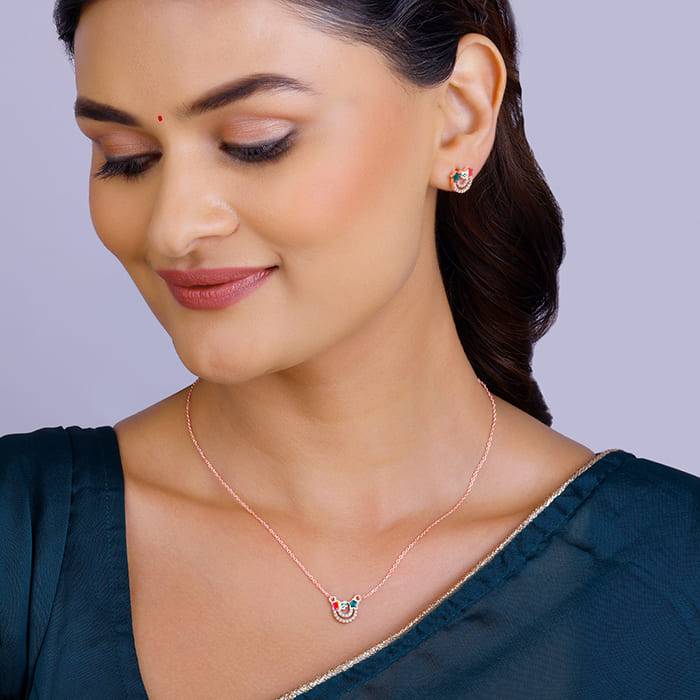 Giva 925 Sterling Silver Rose Gold Rainbow Set| Gifts For Women And Girls | With Certifica : PD02161ER02383