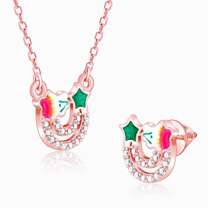 Giva 925 Sterling Silver Rose Gold Rainbow Set| Gifts For Women And Girls | With Certifica : PD02161ER02383