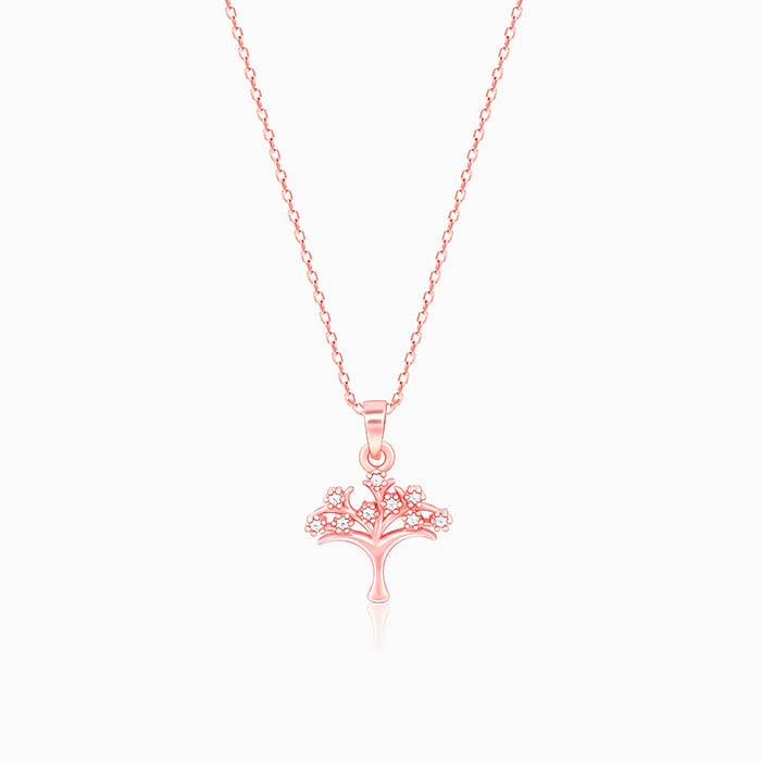 Giva 925 Sterling Silver Rose Gold Treeful Pendant With Link Chain| Necklace To Gift Women : PD02162