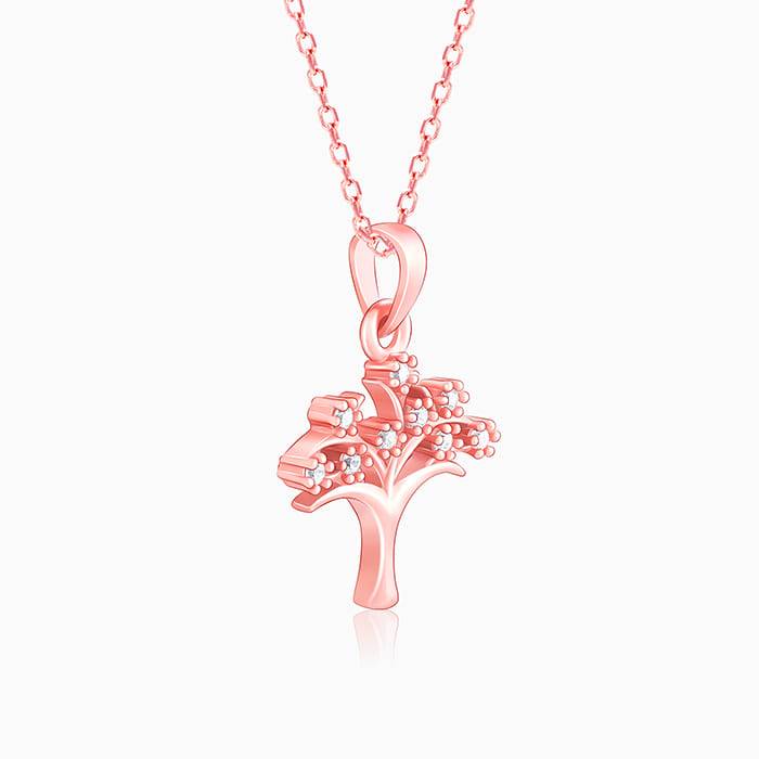 Giva 925 Sterling Silver Rose Gold Treeful Pendant With Link Chain| Necklace To Gift Women : PD02162