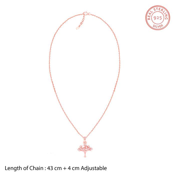 Giva 925 Sterling Silver Rose Gold Treeful Pendant With Link Chain| Necklace To Gift Women : PD02162