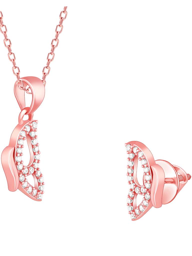 Giva 925 Sterling Silver Rose Gold Dazzling Butterfly Set