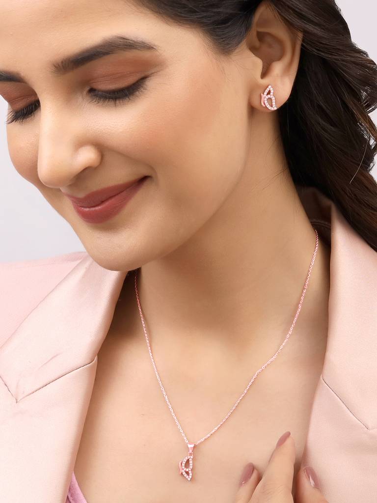 Giva 925 Sterling Silver Rose Gold Dazzling Butterfly Set