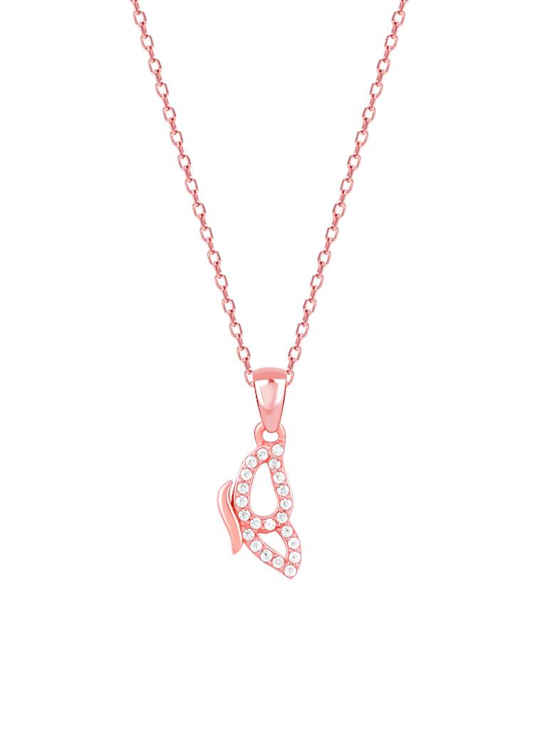 Giva 925 Sterling Silver Rose Gold Dazzling Butterfly Pendant With Link Chain