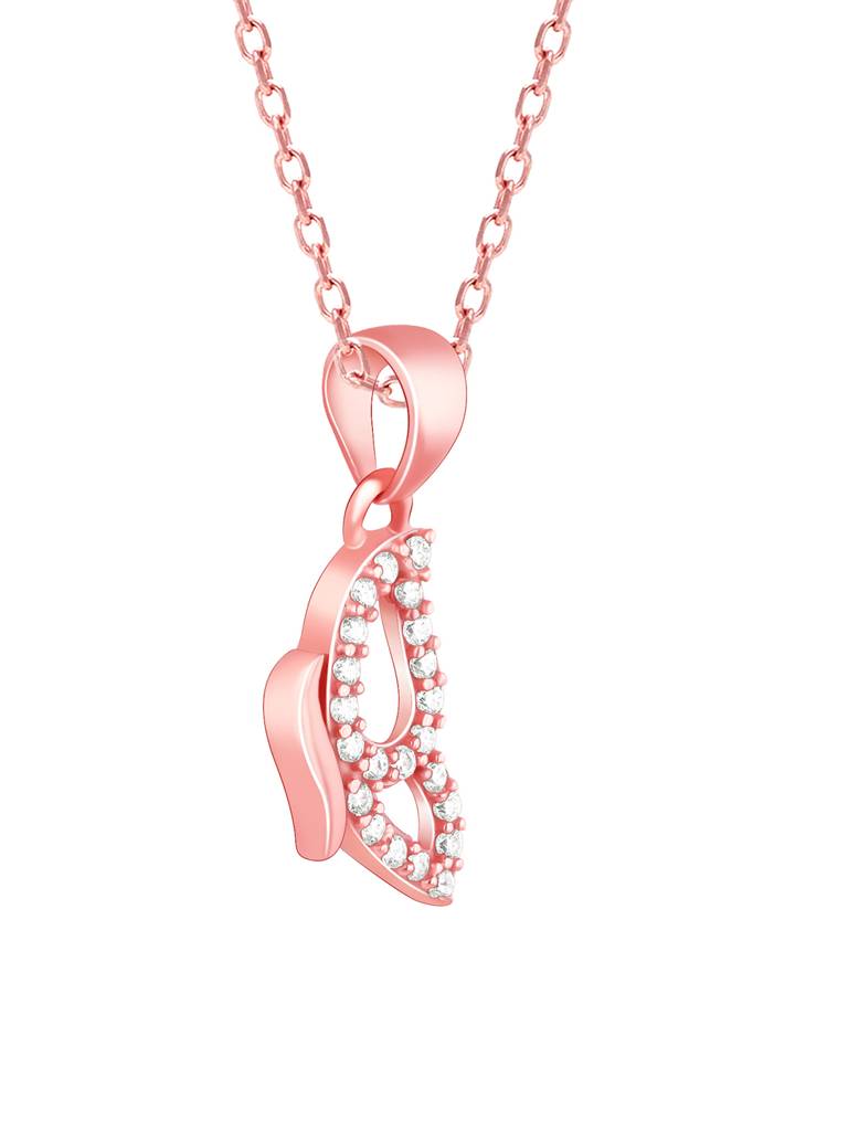 Giva 925 Sterling Silver Rose Gold Dazzling Butterfly Pendant With Link Chain