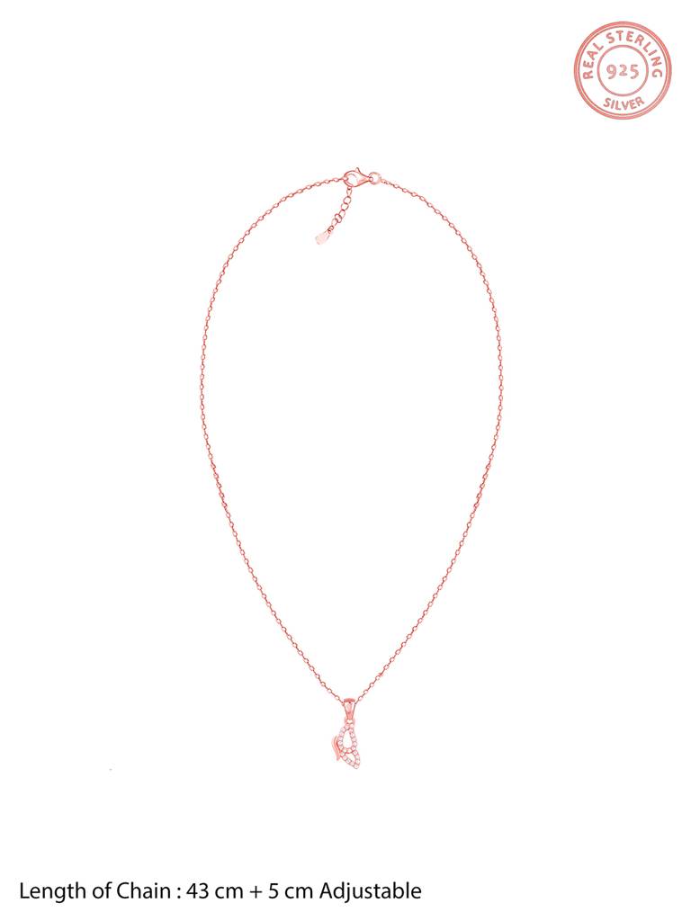 Giva 925 Sterling Silver Rose Gold Dazzling Butterfly Pendant With Link Chain