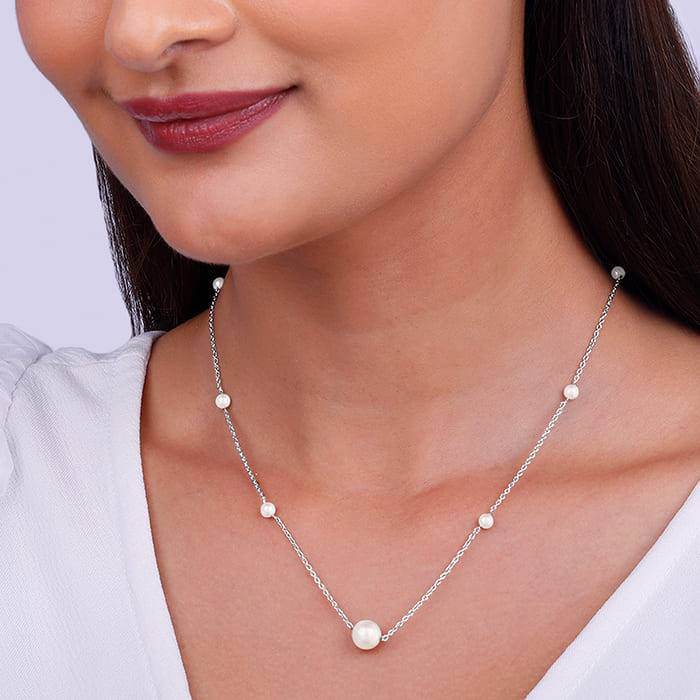 Giva 925 Sterling Silver Luxe Of Pearl Necklace| Pendant To Gift Women & Girls | With Cert : PD02166