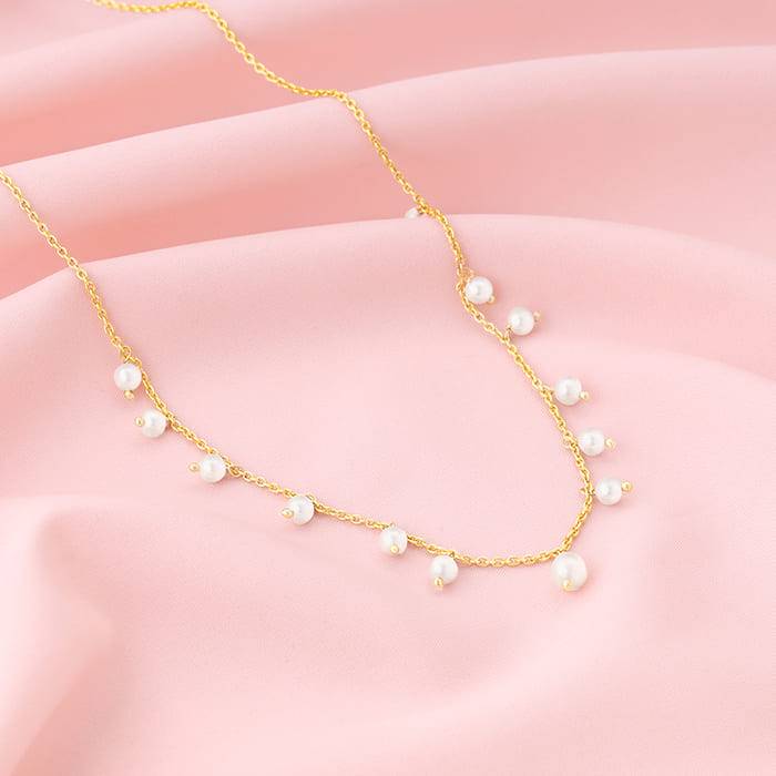 Giva 925 Silver Golden Dancing Pearls Necklace : PD02168