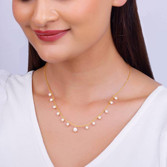 Giva 925 Silver Golden Dancing Pearls Necklace : PD02168