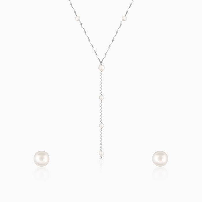 Giva 925 Sterling Silver Lining Of Pearls Set| Gifts For Women And Girls | With Certificat : PD02169ER001