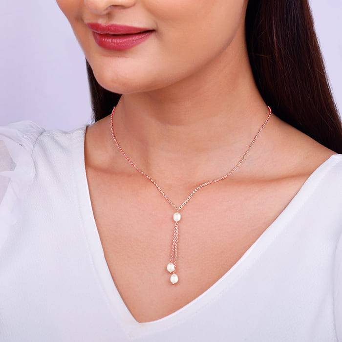 Giva 925 Silver Rose Gold Glam Drops Necklace : PD02172