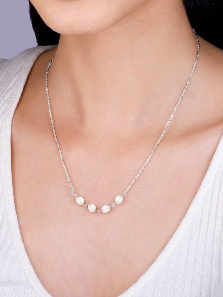 Giva 925 Sterling Silver Radiant Pearl Necklace