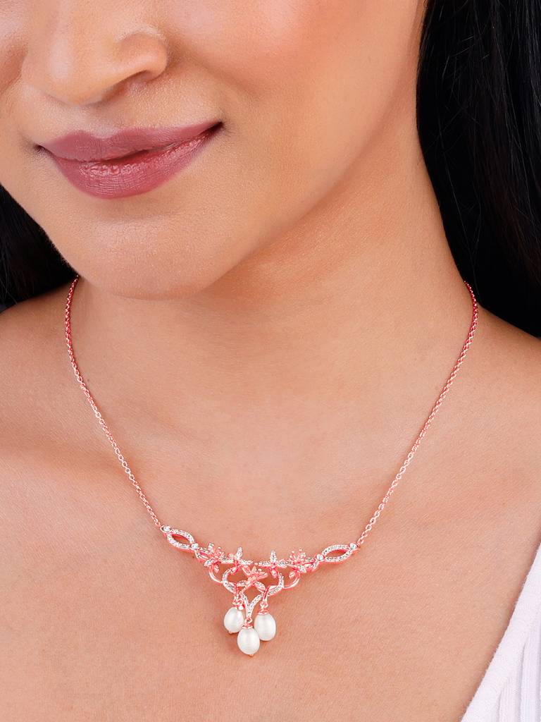 Giva 925 Silver Bhumi Rose Gold Glow In Musli Necklace : PD02174