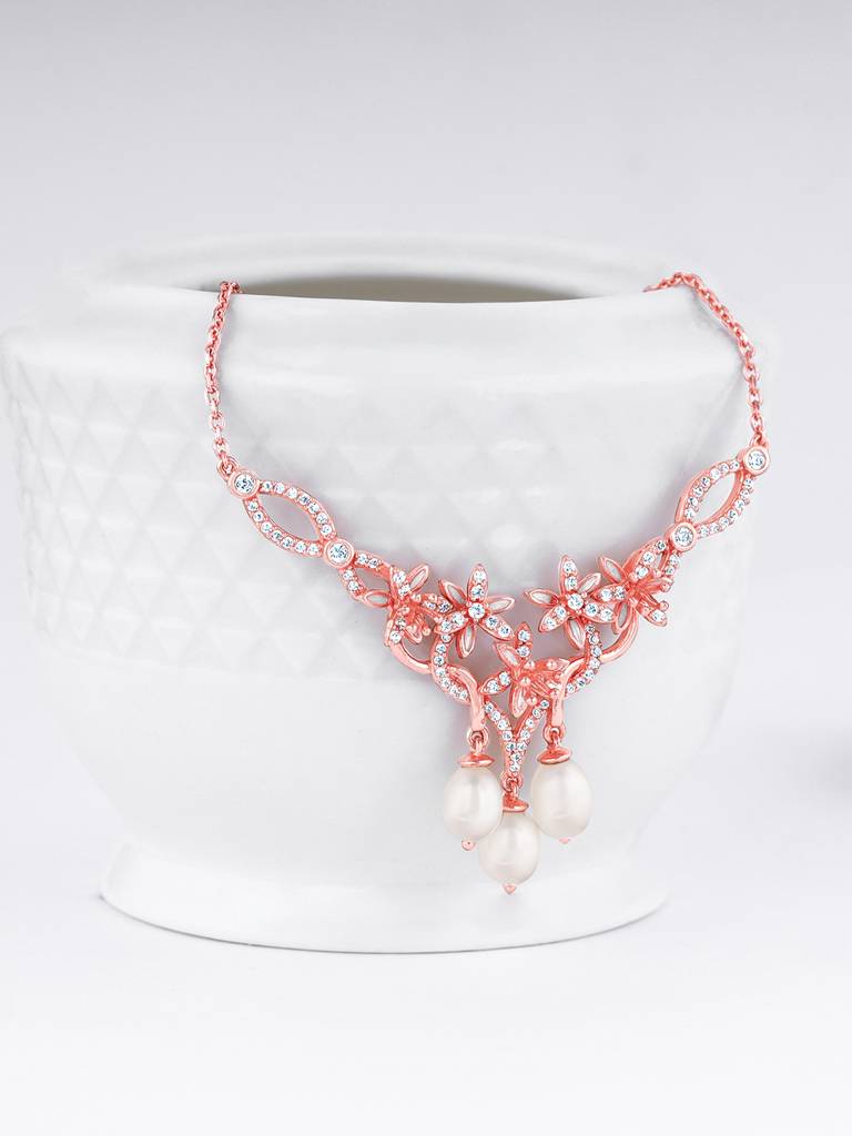 Giva 925 Silver Bhumi Rose Gold Glow In Musli Necklace : PD02174