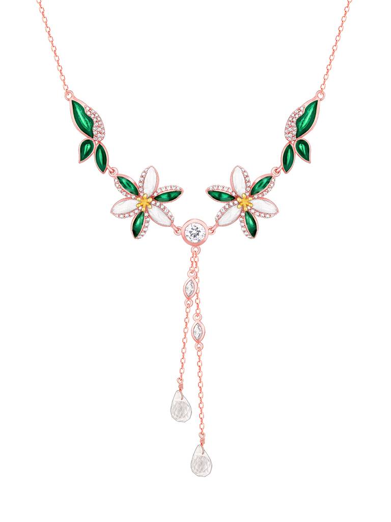 Giva 925 Sterling Silver Bhumi Rose Gold Trillium Necklace