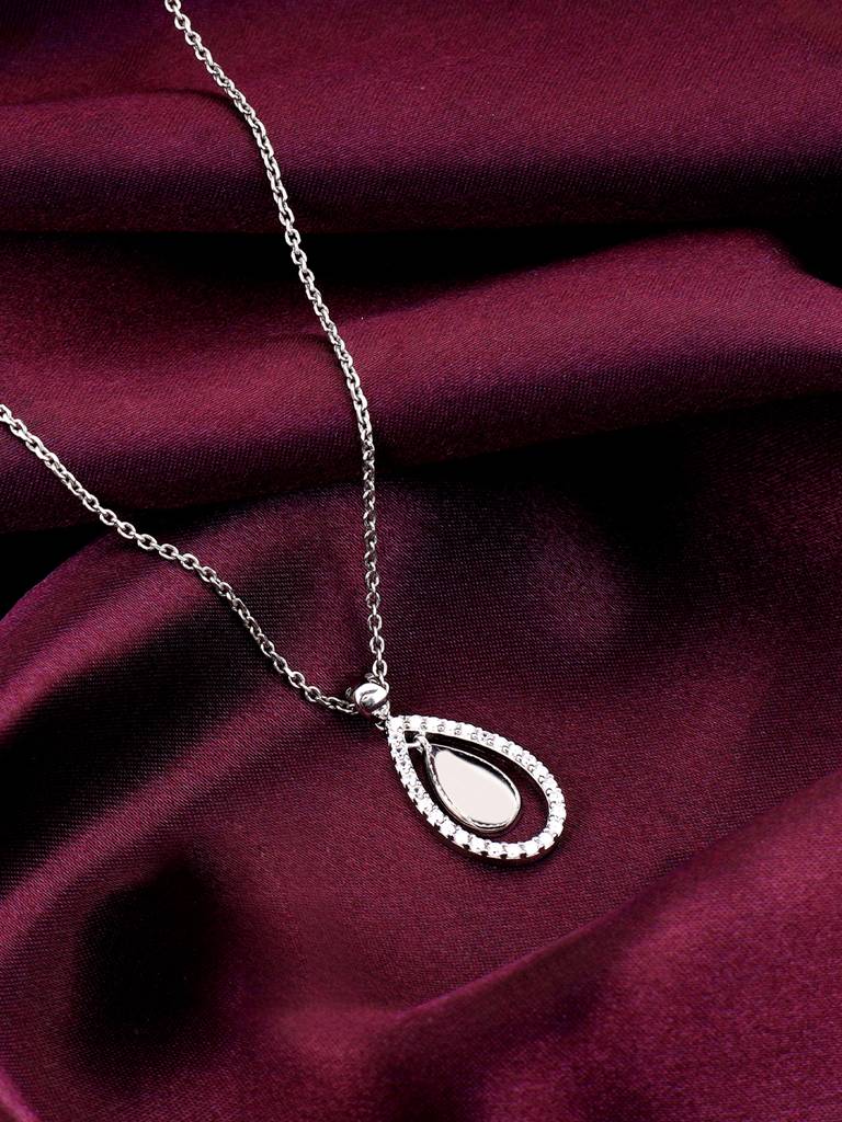 Giva 925 Sterling Silver Dual Teardrop Pendant With Link Chain