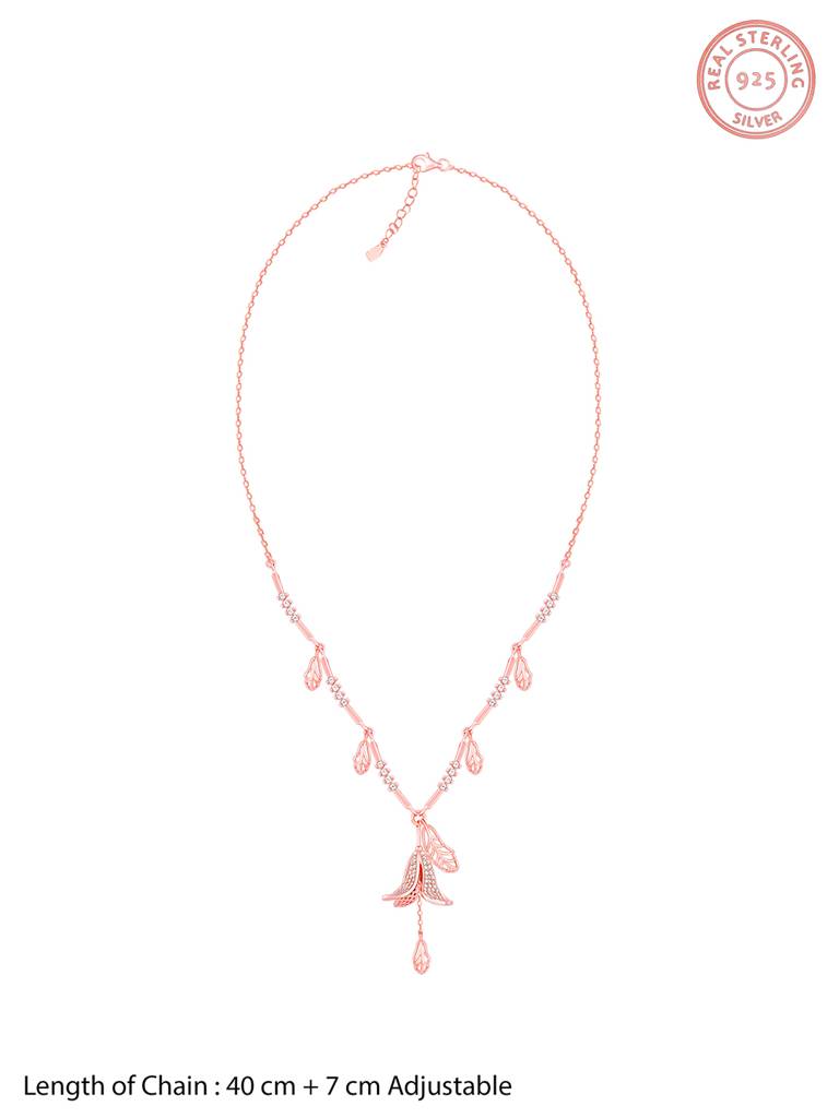Giva 925 Sterling Silver Bhumi Rose Gold Shy Ebony Necklace