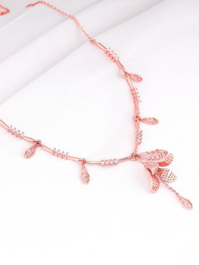 Giva 925 Sterling Silver Bhumi Rose Gold Shy Ebony Necklace