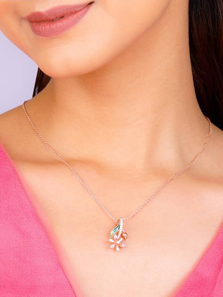Giva 925 Sterling Silver Bhumi Rose Gold Mythical Musli Pendant With Link Chain
