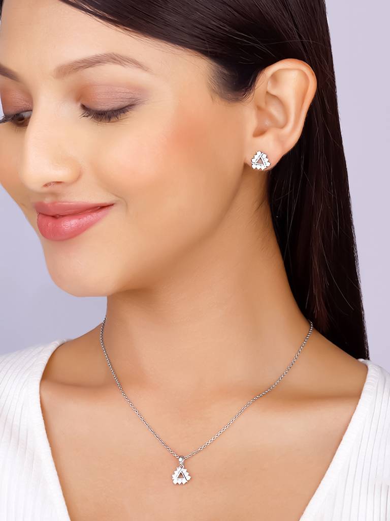 Giva 925 Sterling Silver Sparkly Triangle Set