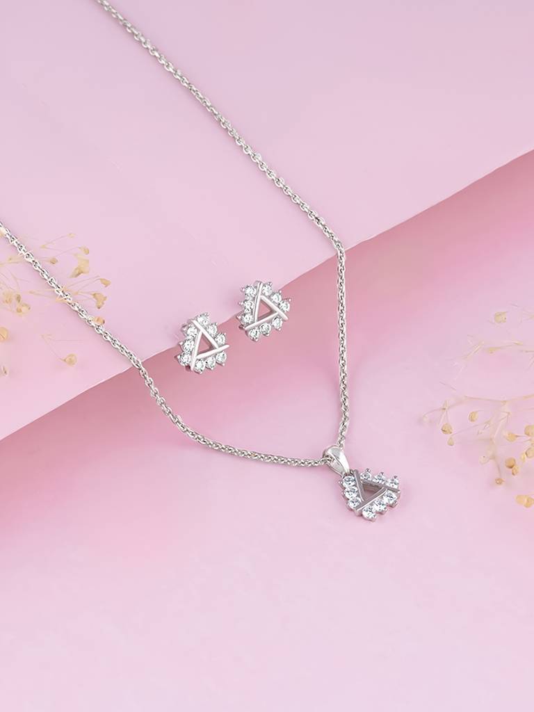 Giva 925 Sterling Silver Sparkly Triangle Set
