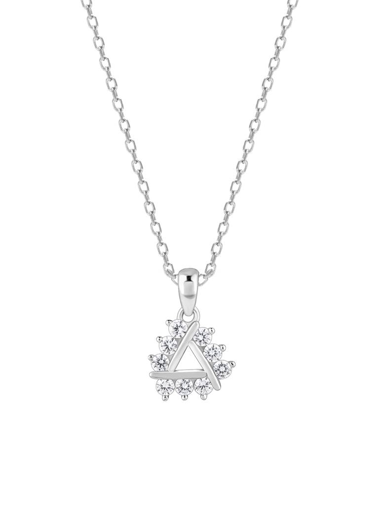Giva 925 Sterling Silver Sparkly Triangle Pendant With Link Chain