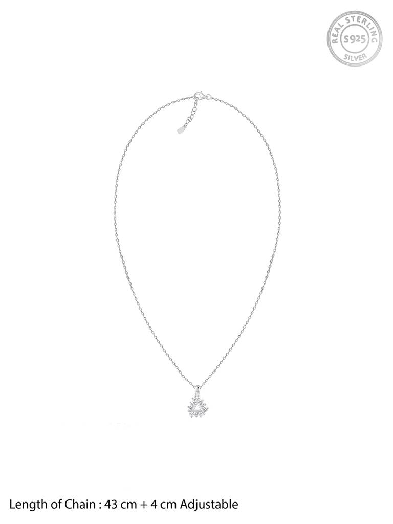 Giva 925 Sterling Silver Sparkly Triangle Pendant With Link Chain
