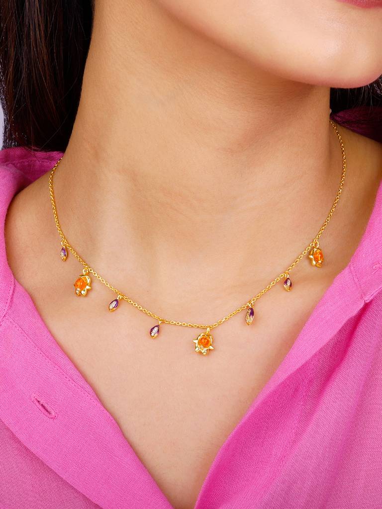 Giva 925 Sterling Silver Bhumi Golden Classic Bell Mallow Necklace