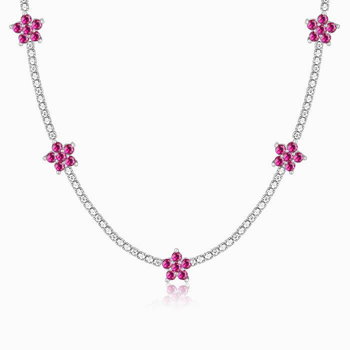 Giva 925 Silver Pink Floral Necklace : PD02200