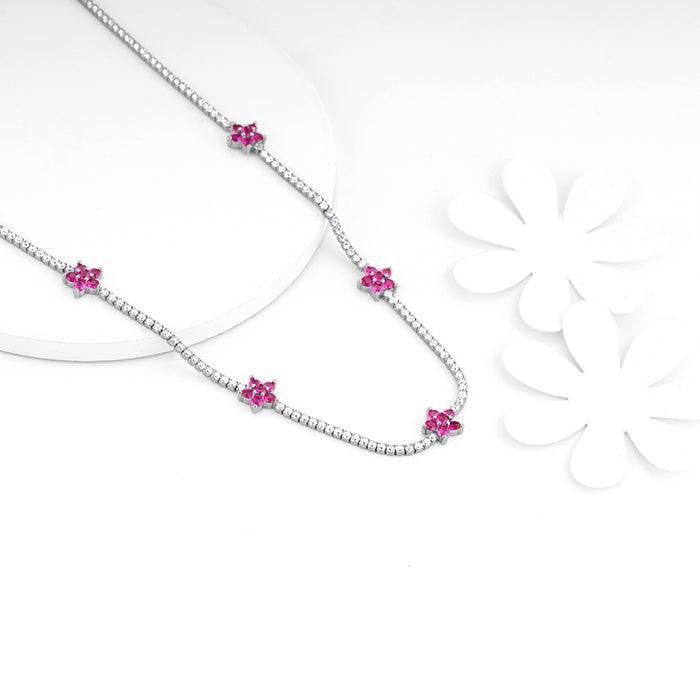 Giva 925 Silver Pink Floral Necklace : PD02200
