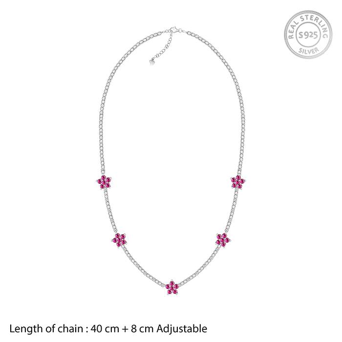 Giva 925 Silver Pink Floral Necklace : PD02200