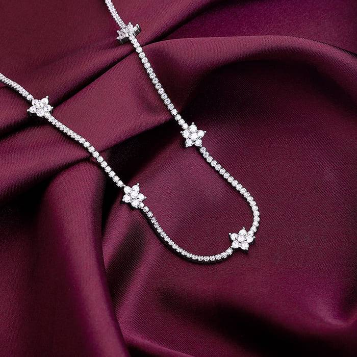 Giva 925 Silver Zirconia Floral Necklace : PD02201