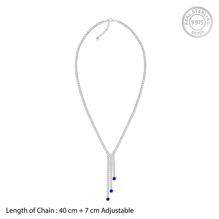 Giva 925 Sterling Silver Blue Lariat Necklace| Pendant To Gift Women & Girls | With Certif : PD02206