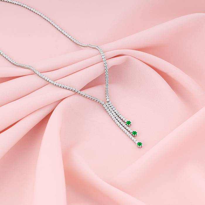 Giva 925 Silver Green Lariat Necklace : PD02207